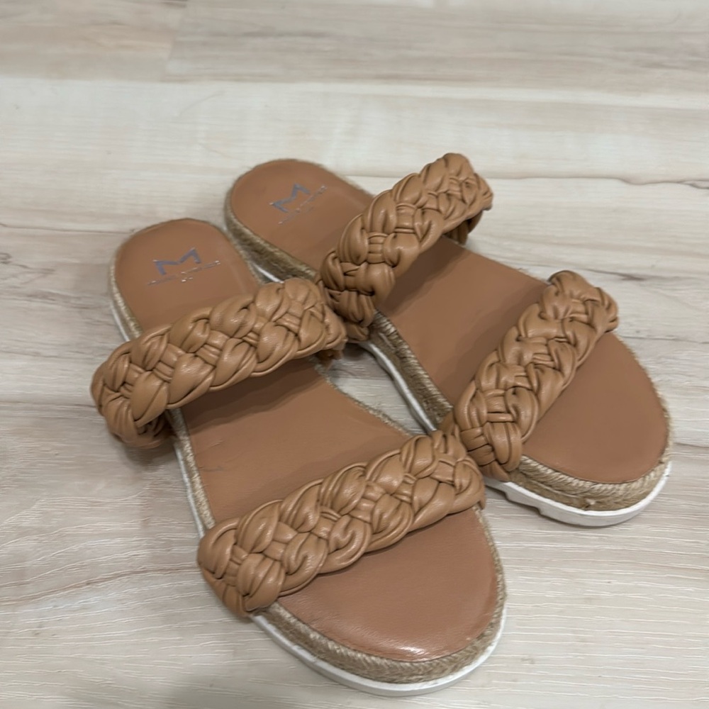 Marc Fisher LTD Jaimee Braided Espadrille Platform Sandals Size 6 Tan